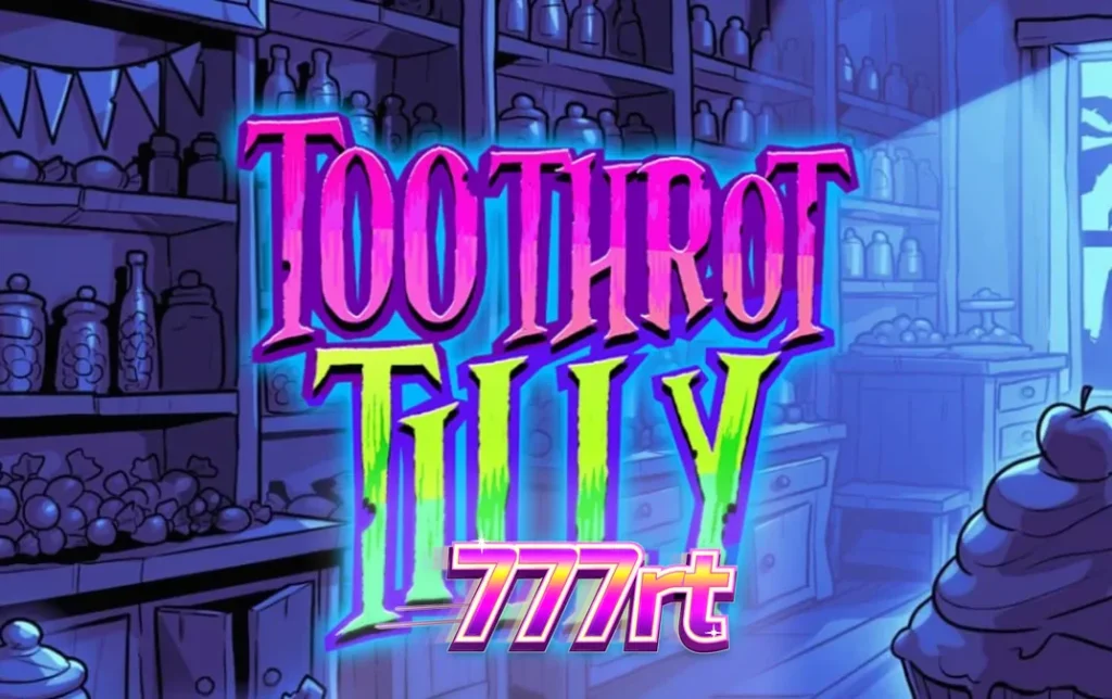 Tampilan visual slot Toothrot Tilly dengan tema permen punk dan karakter utama yang sedang bertarung.
