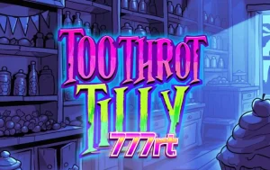 Tampilan visual slot Toothrot Tilly dengan tema permen punk dan karakter utama yang sedang bertarung.